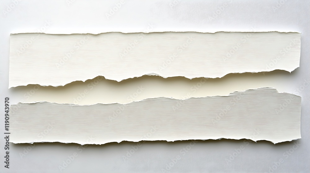 Two Pieces Of Torn White Paper On A White Background Two Pieces Of Torn White Paper On A White Background
