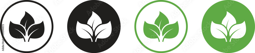 Collection of green leaf vector icons ecology. Vector illustration Collection of green leaf vector icons ecology. Vector illustration