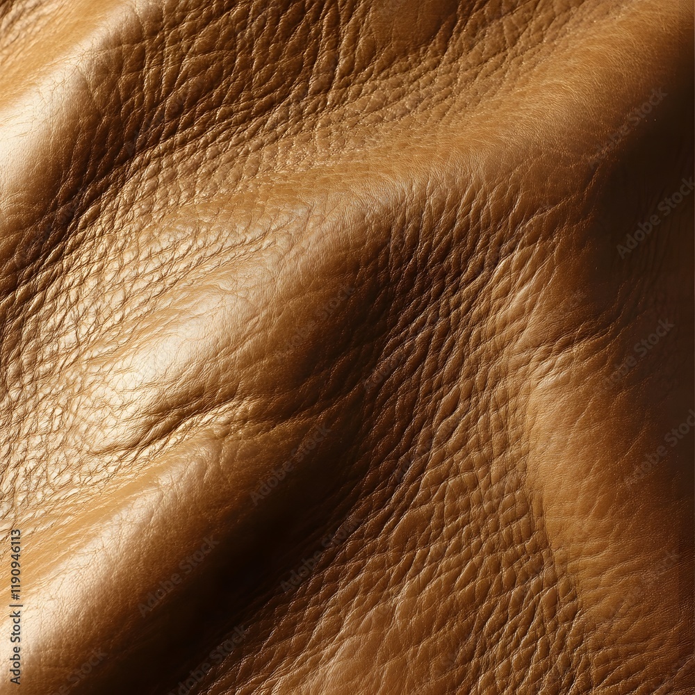 Fototapeta premium Close-up of textured brown leather showcasing its natural grain and sheen.