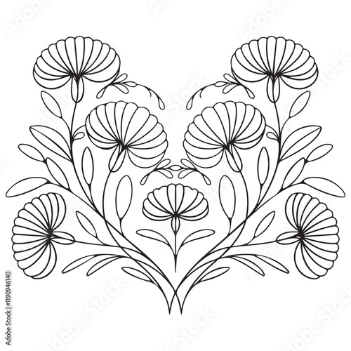 Wallpaper Mural Line art illustration of the lotus flower. linear floral pattern. Vector design of a water lily. The concept of yoga Torontodigital.ca
