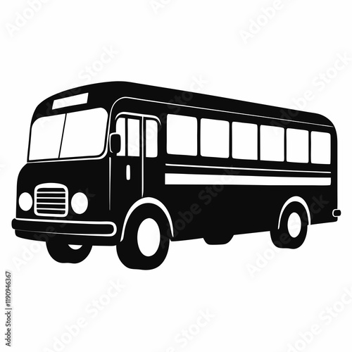 Bus black silhouette vector illustration and white background