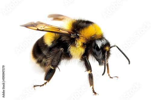 Adorable bumblebee in mid-flight, showcasing its agility and grace in the natural world isolated on transparent background
