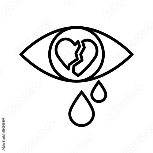 Vector illustration of a heart with a crying eye. Sadness of the heart Disappointment and depression. Love problems.