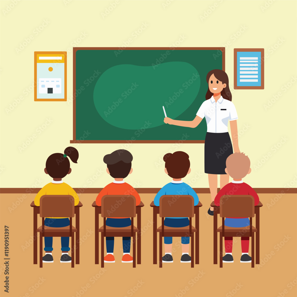Classroom Scene Illustration Vector Classroom Scene Illustration Vector