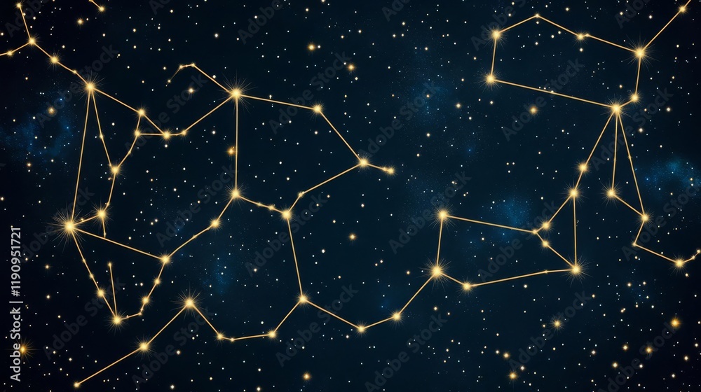 Fototapeta premium Golden Leo constellation etched across a starry cosmic tapestry