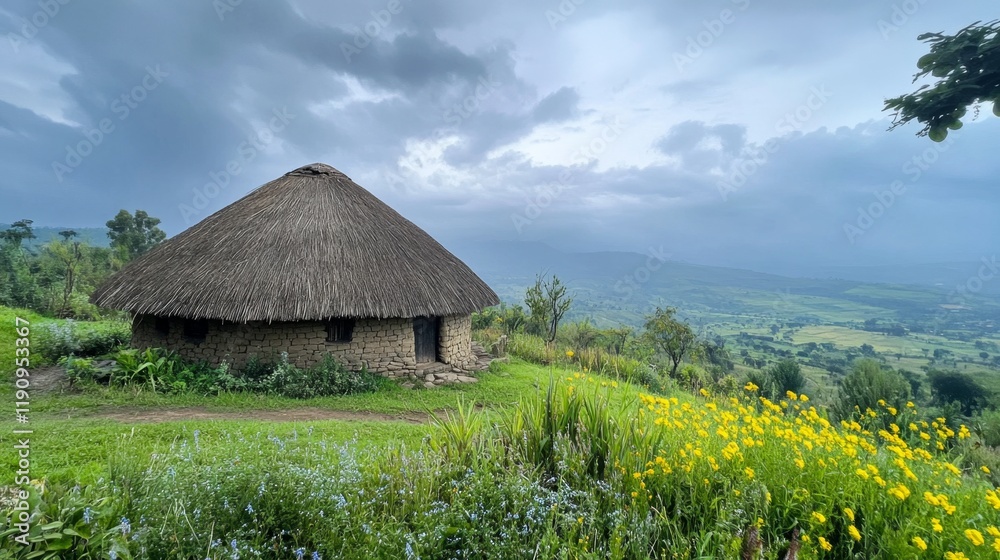 Rustic African Hut with Panoramic View Rustic African Hut with Panoramic View