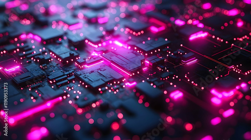 Abstract Glowing Circuit Board: A Futuristic Digital Network
