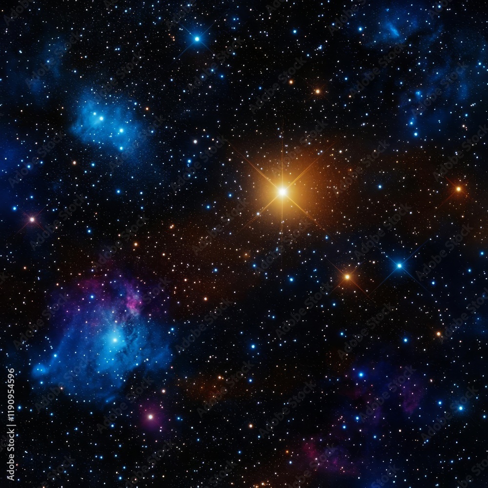 Fototapeta premium Golden Leo constellation shining brightly amidst a vibrant galaxy of swirling stars