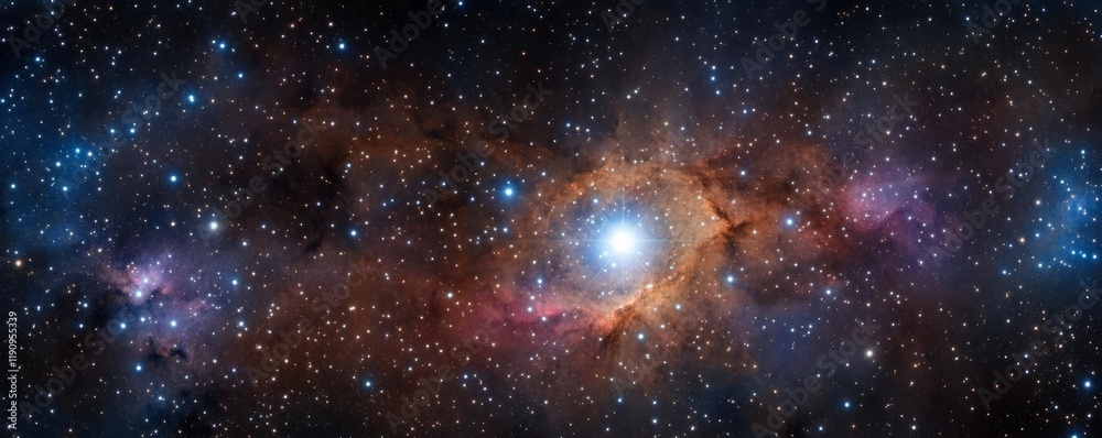 Fototapeta premium Golden Leo constellation shining brightly in a vibrant galaxy of swirling stardust