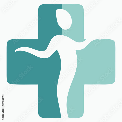 Health cross with vector silhouette template