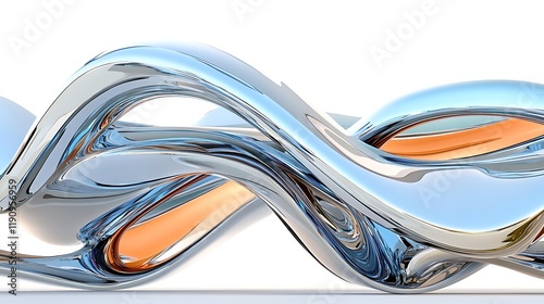Wallpaper Mural Abstract  D Render  Chrome   Orange Liquid Metal Waves Torontodigital.ca