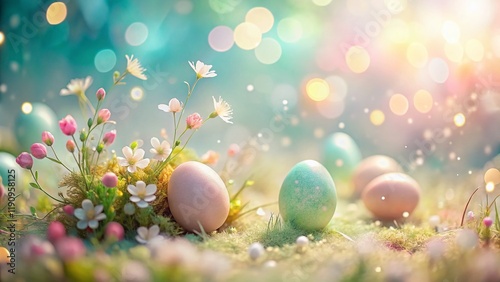 Pastel Easter Background: Tilt-Shift Miniature Abstract Design with Copy Space