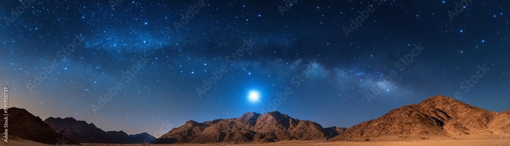 Obraz premium Leo constellation glowing brightly above a desert landscape under a starry night sky