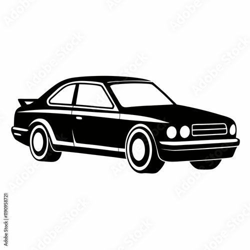 Car black silhouette vector illustration and white background