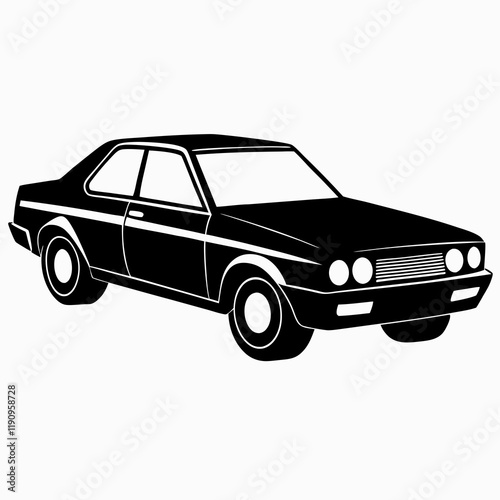 Car black silhouette vector illustration and white background