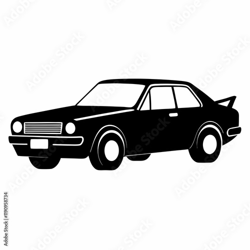 Car black silhouette vector illustration and white background