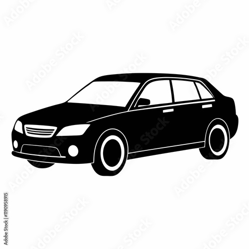 Car black silhouette vector illustration and white background