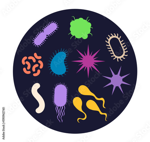 Bacteria microorganism bacillus round isolated concept. Vector graphic design illustration