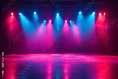 Colorful stage lighting creates vibrant atmosphere for performances and events
