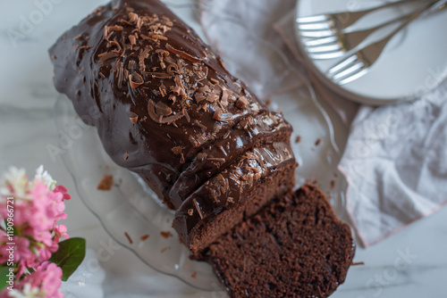 Chocolate fudge cake. photo