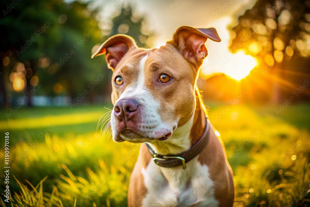 Playful Mixed Breed Pit Bull in Park Seeks Playmate - Candid Dog Photo Playful Mixed Breed Pit Bull in Park Seeks Playmate - Candid Dog Photo
