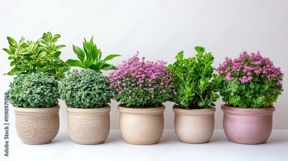 Vibrant Potted Plants Arrangement. Generative AI Vibrant Potted Plants Arrangement. Generative AI