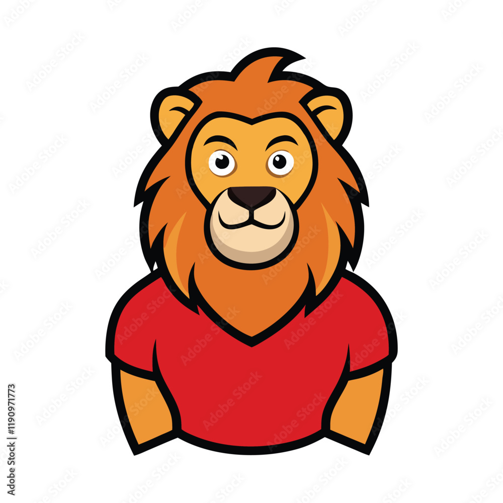 Fototapeta premium A bold lion-man mascot logo featuring a fierce lion head with a muscular human body, exuding strength, power, and determination. Perfect for sports teams or brand identity.