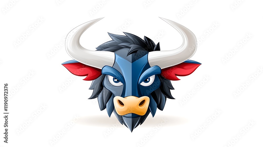 Naklejka premium Angry Bull Head Mascot Cartoon Bull Vector Illustration