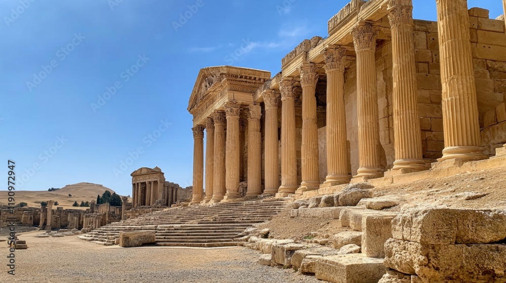 Ancient Roman Ruins in the Desert: A Majestic Architectural Wonder Ancient Roman Ruins in the Desert: A Majestic Architectural Wonder