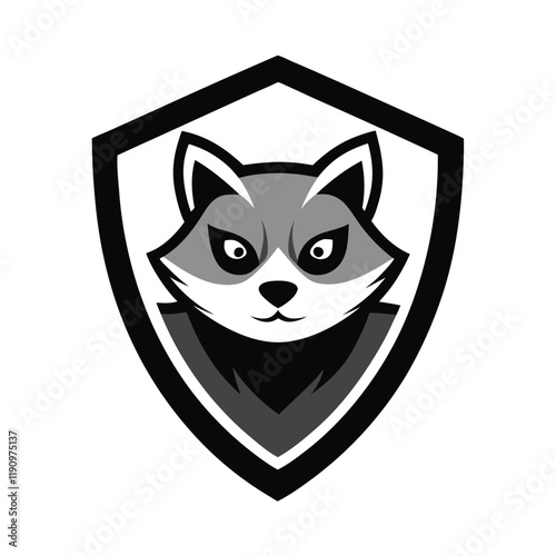 A sleek logo featuring a raccoon with a nomadic spirit, encased in a bold shield design, symbolizing adventure, resilience, and exploration. Perfect for any daring brand.