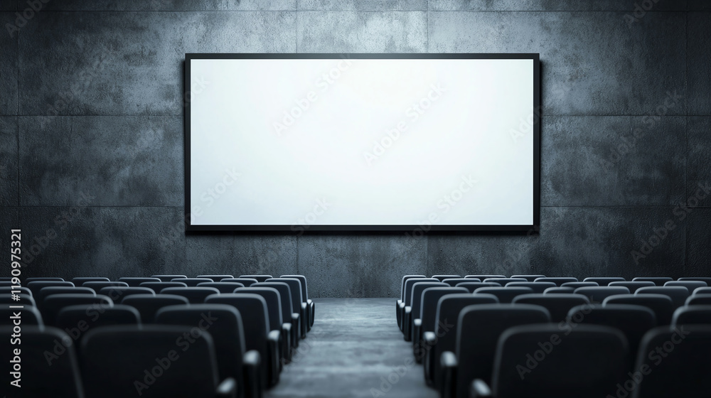 Fototapeta premium large blank digital screen on massive LED wall in modern auditorium