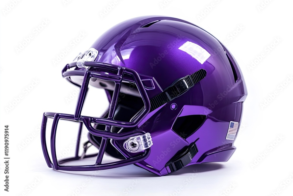 Naklejka premium Helmet to practice American football in purple on a white background 