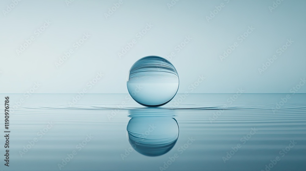 Close-up shot of a water droplet splashing into a calm body of water Close-up shot of a water droplet splashing into a calm body of water