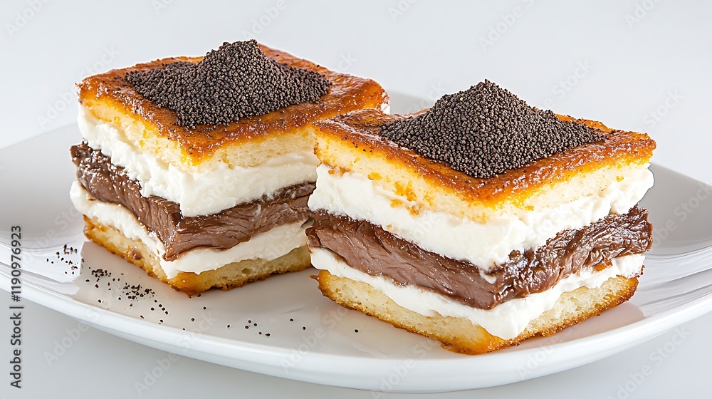 Delicious Dessert Squares with Chocolate and Cream Delicious Dessert Squares with Chocolate and Cream