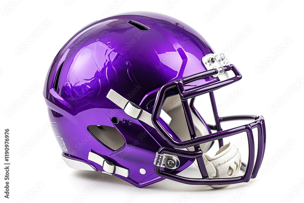 Fototapeta premium Helmet to practice American football in purple on a white background 
