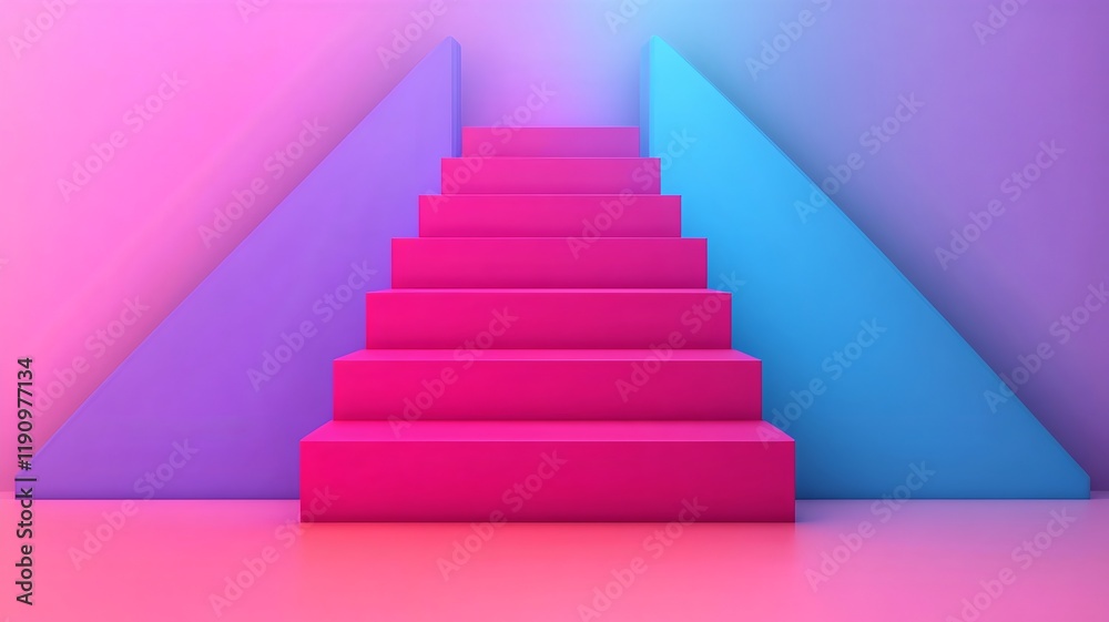 Minimalist Geometric Staircase with Gradient Tones Representing Professional Growth Minimalist Geometric Staircase with Gradient Tones Representing Professional Growth