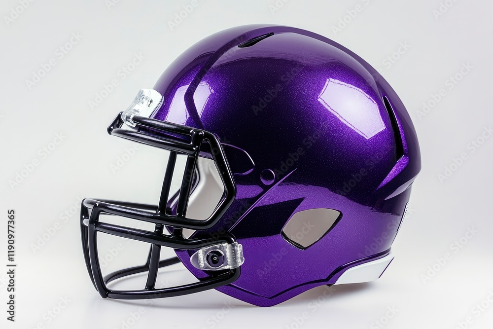 Fototapeta premium Helmet to practice American football in purple on a white background