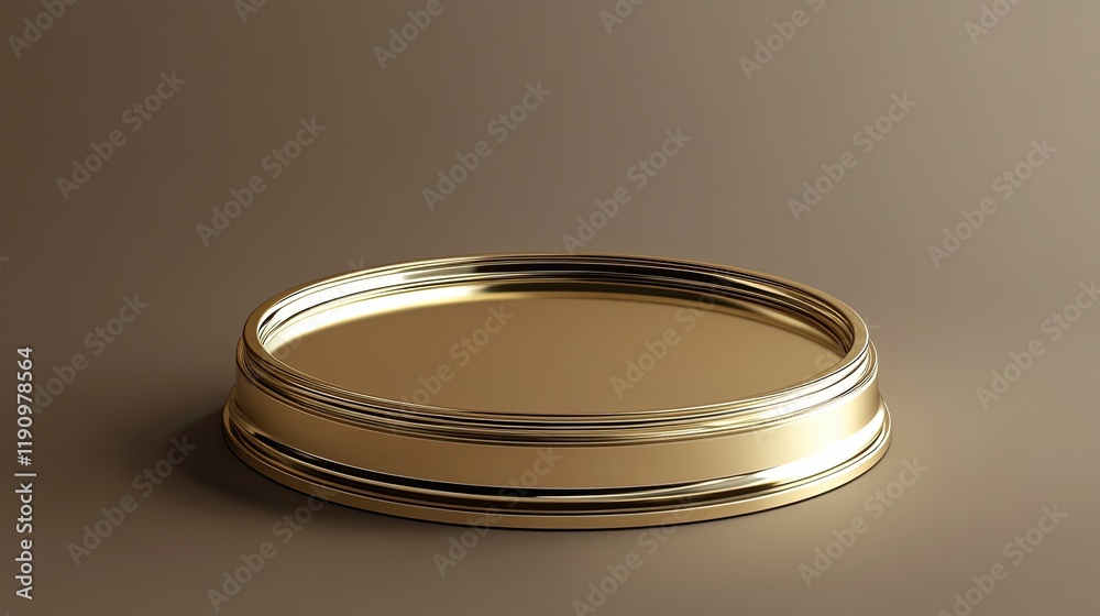 Golden empty podium or pedestal for product presentation, beauty and cosmetics showcase. 3D rendering Golden empty podium or pedestal for product presentation, beauty and cosmetics showcase. 3D rendering