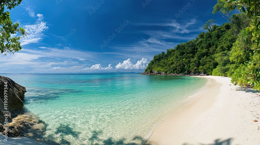 Fototapeta premium Tropical Paradise: Idyllic Beach Scene with Turquoise Waters