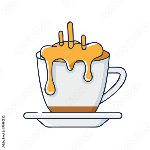 caramel drizzle on coffee vector icon, caramel drizzle on coffee vector illustration - simple illustration of caramel drizzle on coffee, perfect for logos and iconscaramel drizzle on coffee 