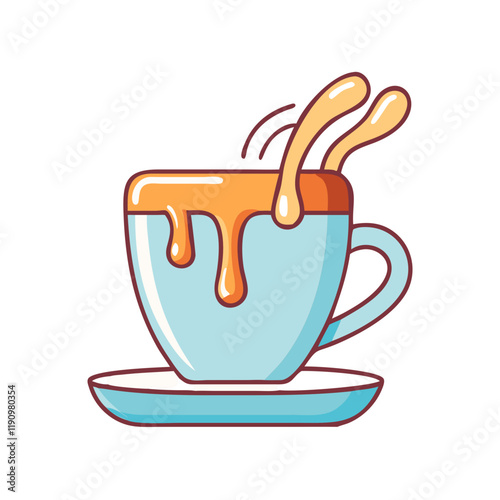 caramel drizzle on coffee vector icon, caramel drizzle on coffee vector illustration - simple illustration of caramel drizzle on coffee, perfect for logos and iconscaramel drizzle on coffee 