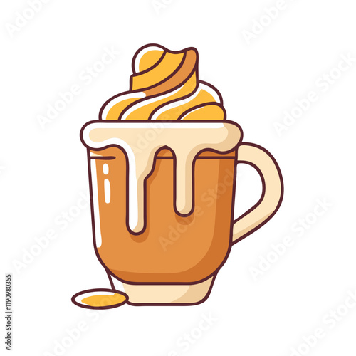 caramel drizzle on coffee vector icon, caramel drizzle on coffee vector illustration - simple illustration of caramel drizzle on coffee, perfect for logos and iconscaramel drizzle on coffee 