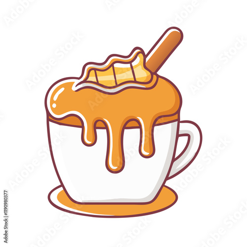 caramel drizzle on coffee vector icon, caramel drizzle on coffee vector illustration - simple illustration of caramel drizzle on coffee, perfect for logos and iconscaramel drizzle on coffee 