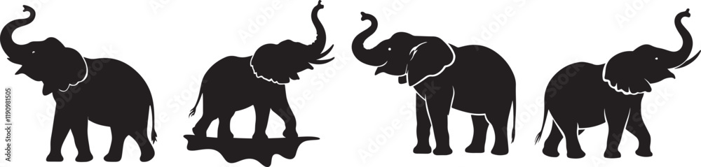 Unique Black Elephant Vector Art Collection Unique Black Elephant Vector Art Collection