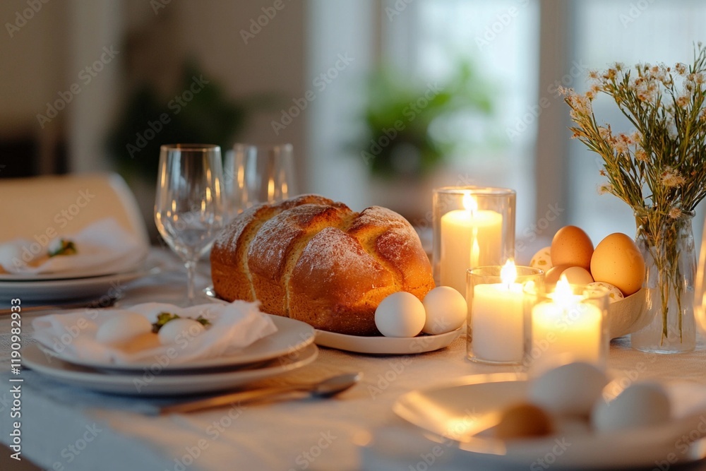 Naklejka premium A beautifully set table for Easter brunch