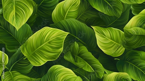 Seamless Leaf Plant Floral Vector Pattern photo