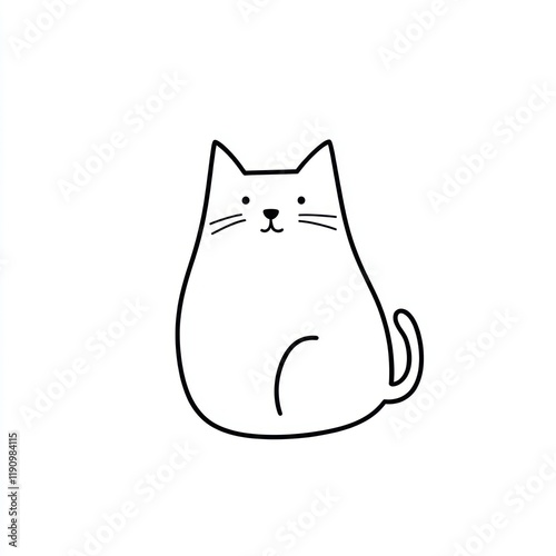 Wallpaper Mural Cute Cat Sitting Alone Indoors, Calm, Drawing for Design Torontodigital.ca