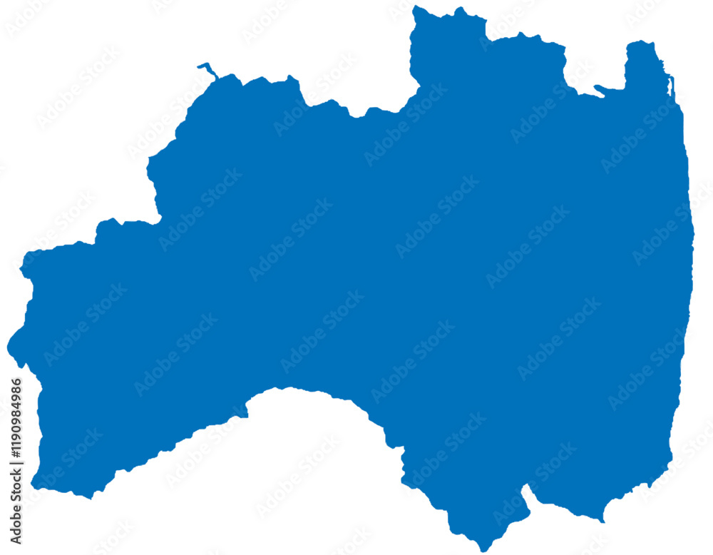 Obraz premium 福島県 地図 ブルー イラスト