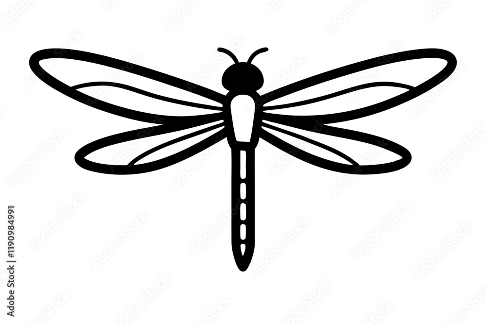 Flying Dragonfly Icon Symbol - Flat Line Design Vector Flying Dragonfly Icon Symbol - Flat Line Design Vector