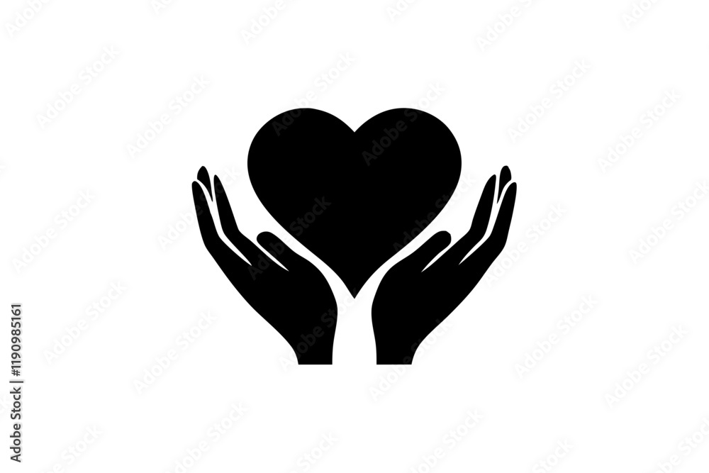 Heart Logo Icon - Hand Holding Love Symbol Vector Design Template Heart Logo Icon - Hand Holding Love Symbol Vector Design Template